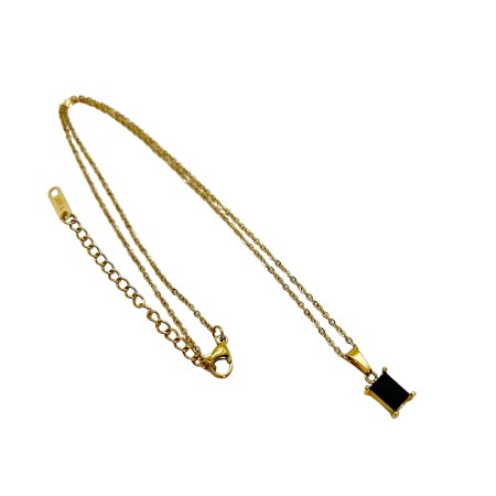 necklace steel chain gold with black zirgon1